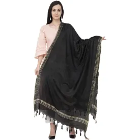 A R Silk Golden Border Regular Dupatta Color Black Dupatta or Chunni