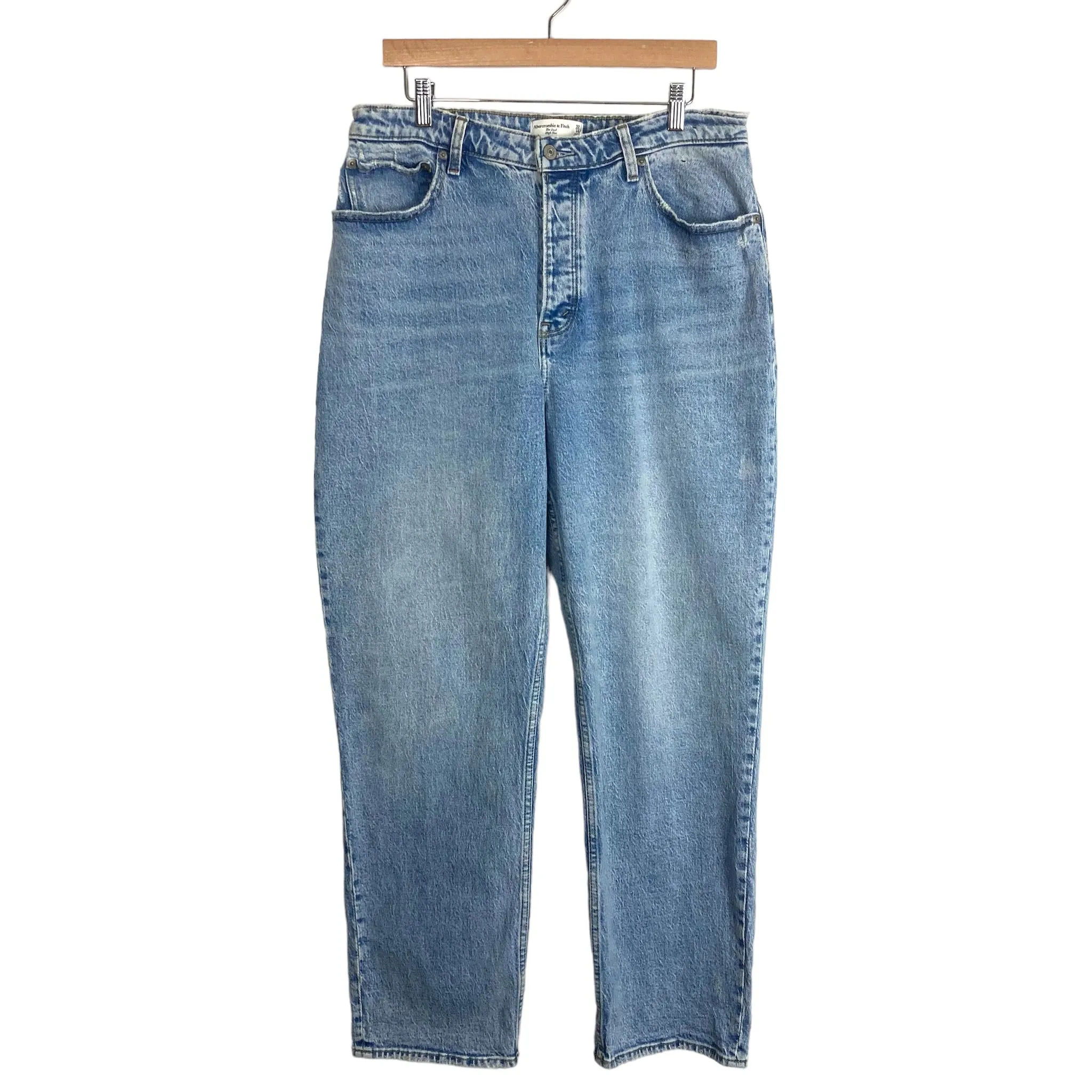 Abercrombie & Fitch Light Wash Curve Love Button Fly High Rise The Dad Jeans-Size 32/14 (Inseam 30”, sold out online)