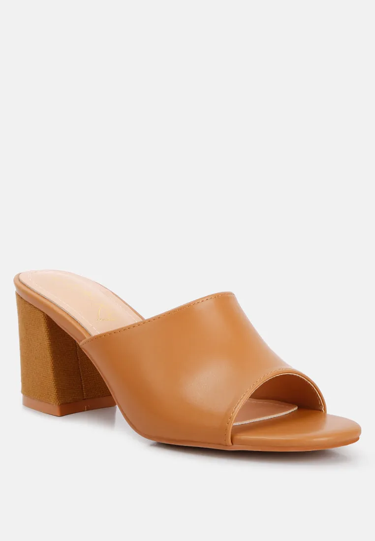 addie block heel slip on sandals