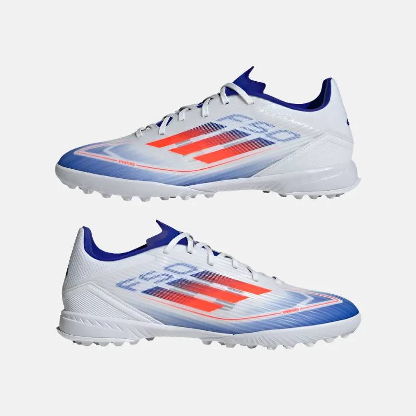 Adidas F50 League Unisex Football Turf Shoes -Cloud White/Solar Red/Lucid Blue