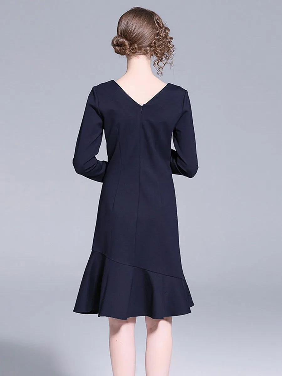 Age-Reduction Navy Collar Slim Slimming Hip Fishtail Skirt