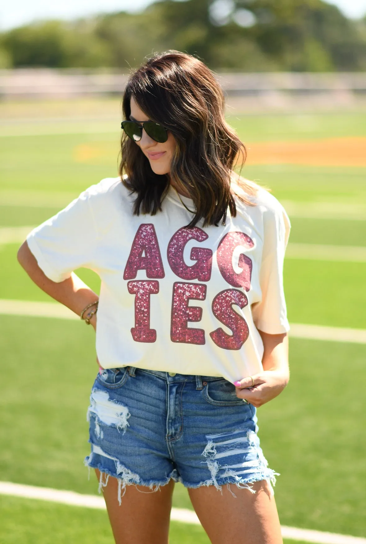 Aggies Faux Sparkle Tee