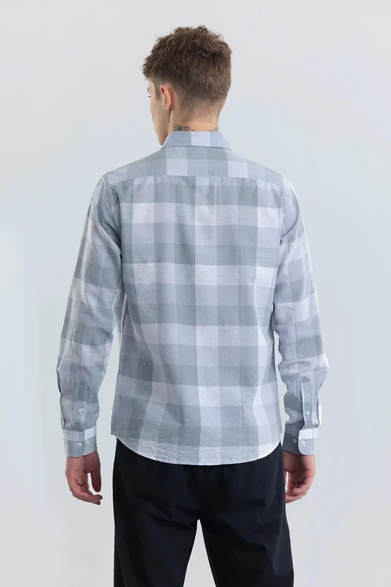 Alessia Greyish Blue Checks Linen Blend Shirts