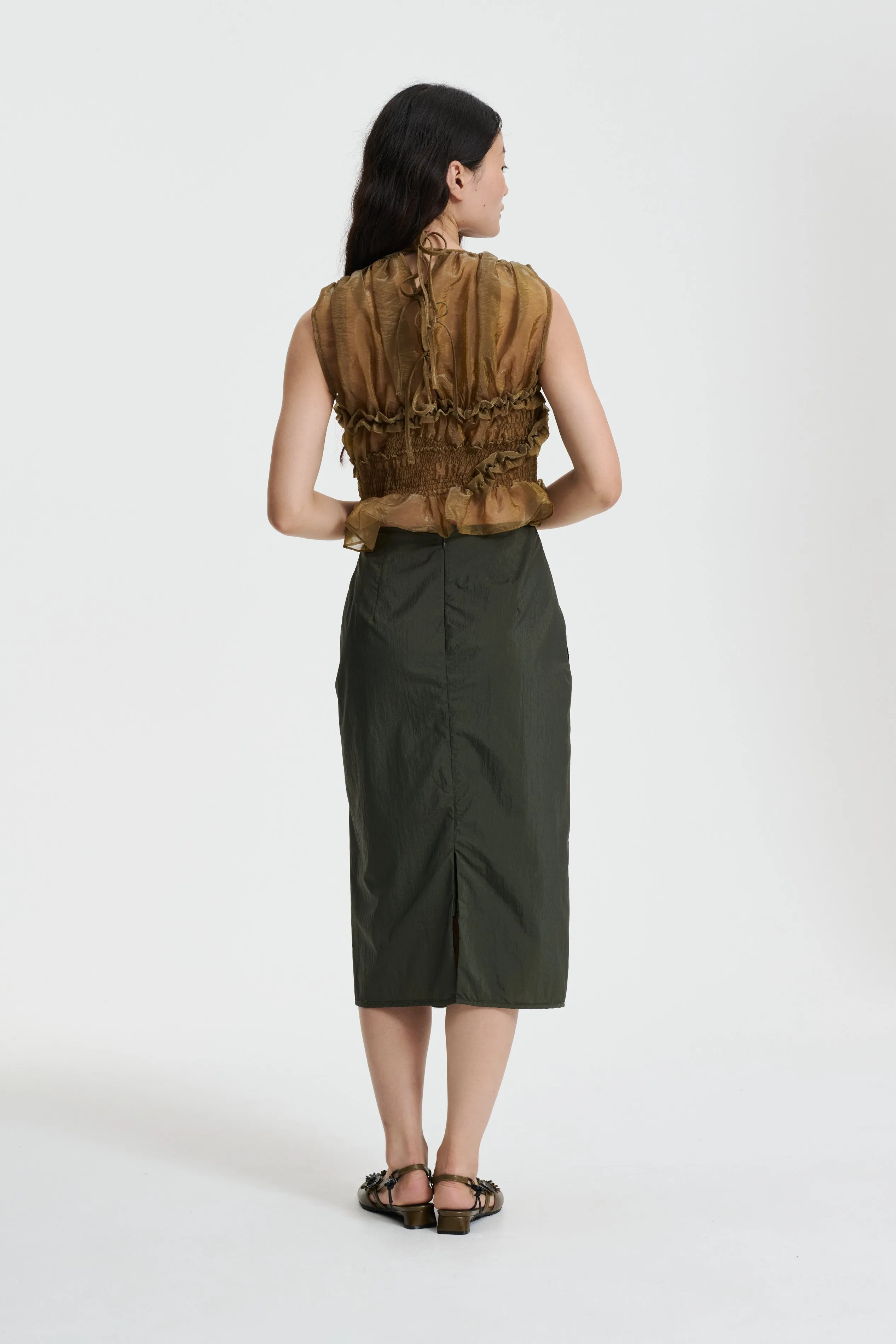 ALLEGRA | SKIRT SHIKI LIGHT TAFFETA PINE GREEN