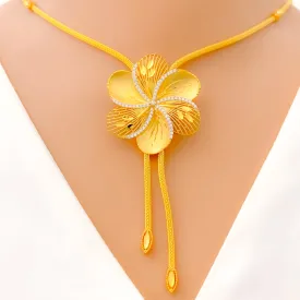 Alternating Satin Finish Floral Necklace Set