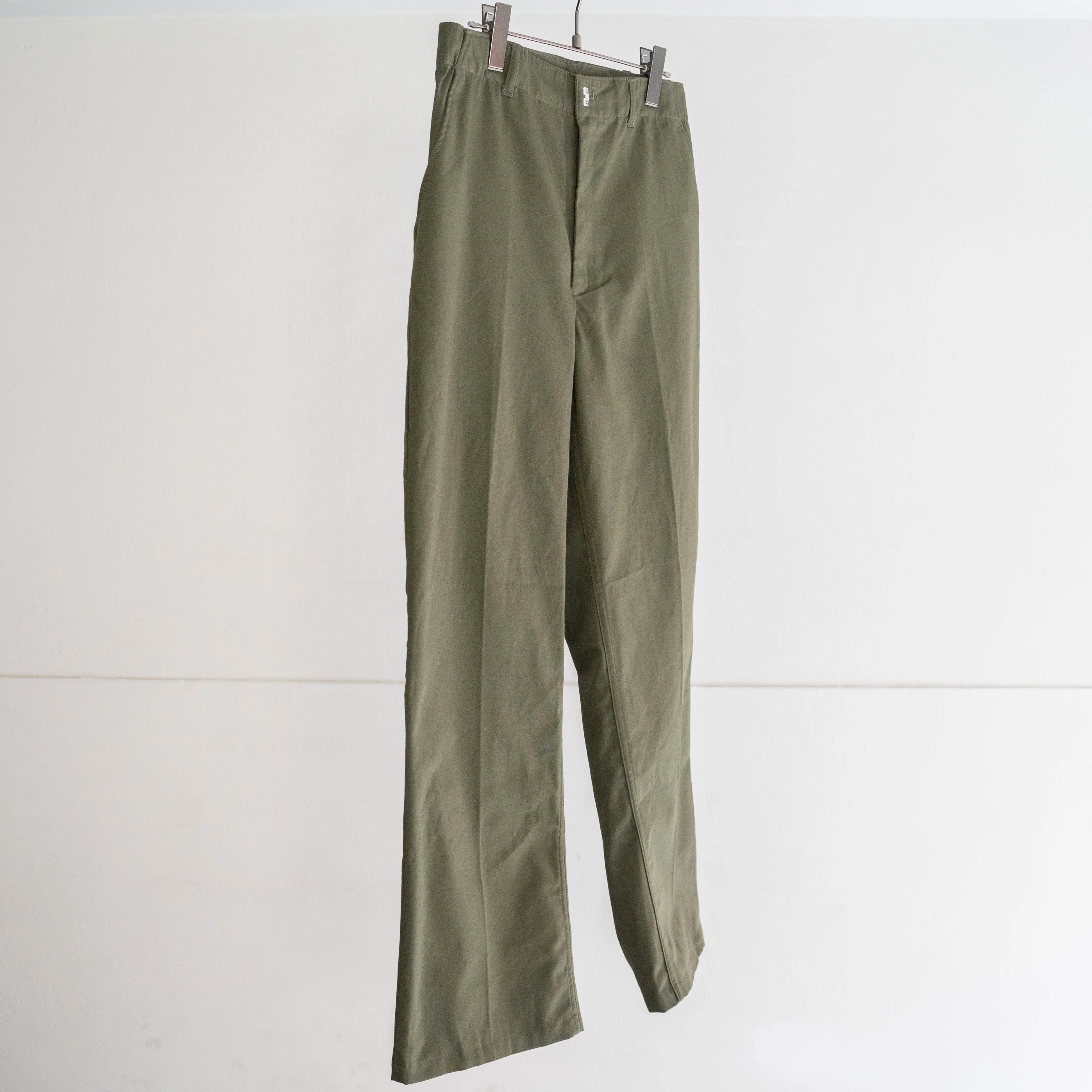 around 1970s Belgium military olive green utility pants -dead stock-