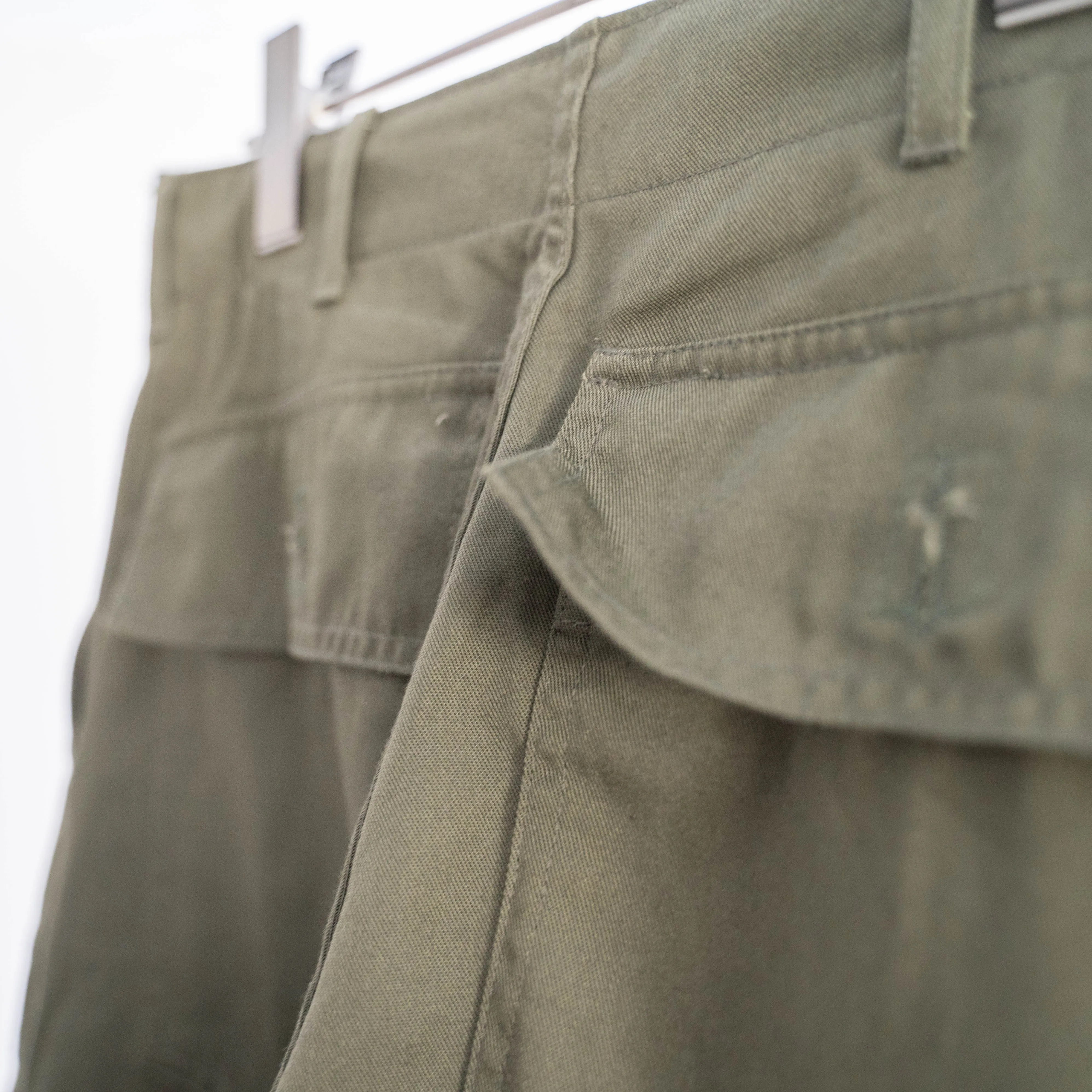 around 1970s Belgium military olive green utility pants -dead stock-