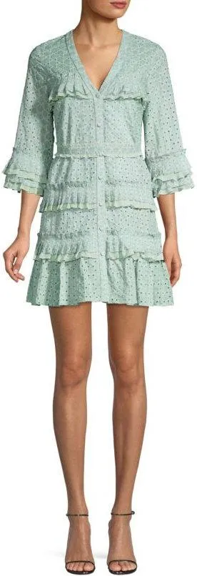 'Audrea' Ruffled Eyelet Mini Dress