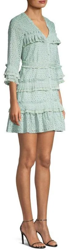 'Audrea' Ruffled Eyelet Mini Dress