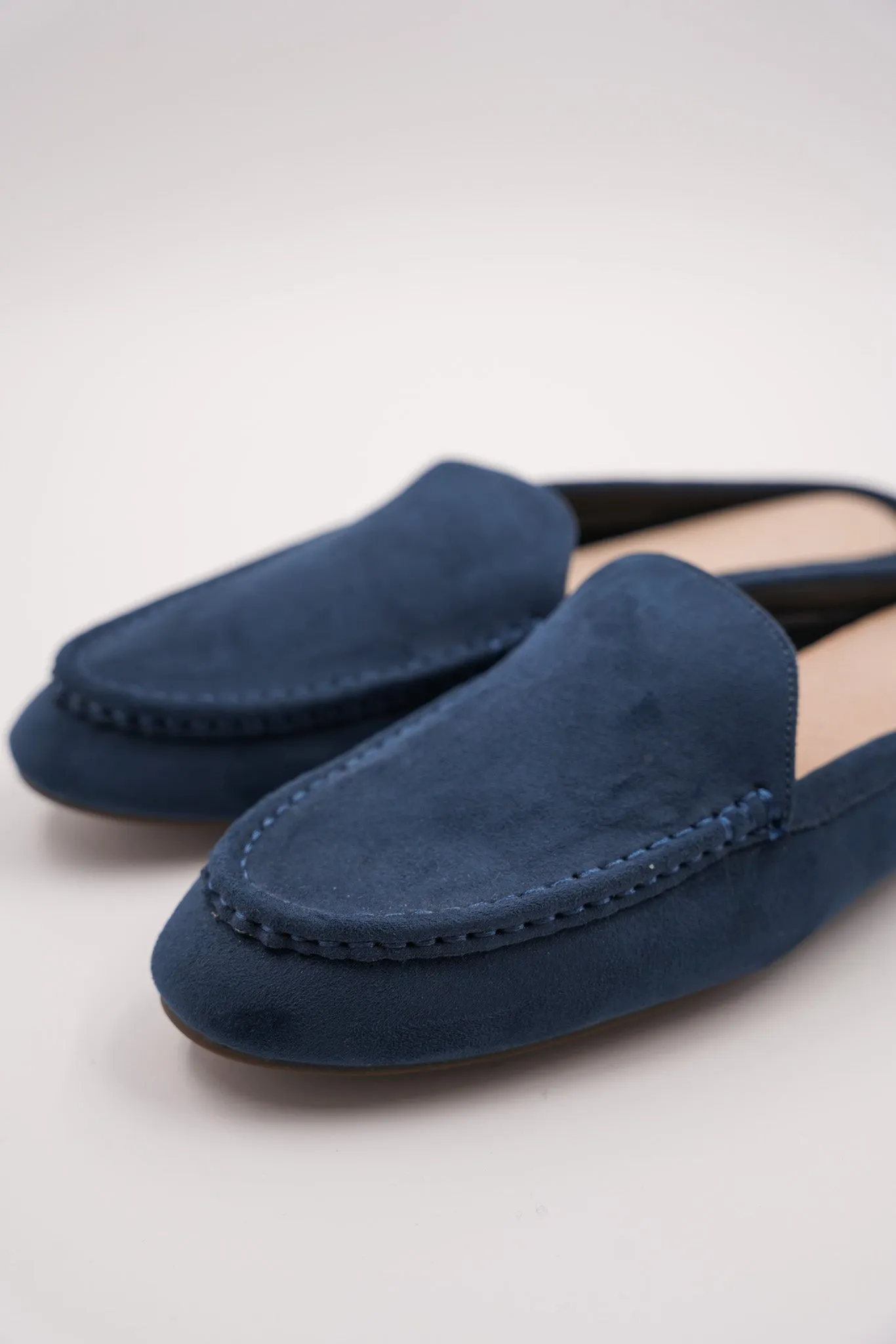 Azure Suedette Slip Ons