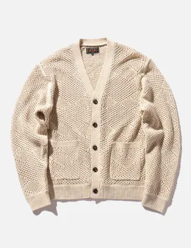 Beams Plus Argyle Mesh Cardigan - Beige