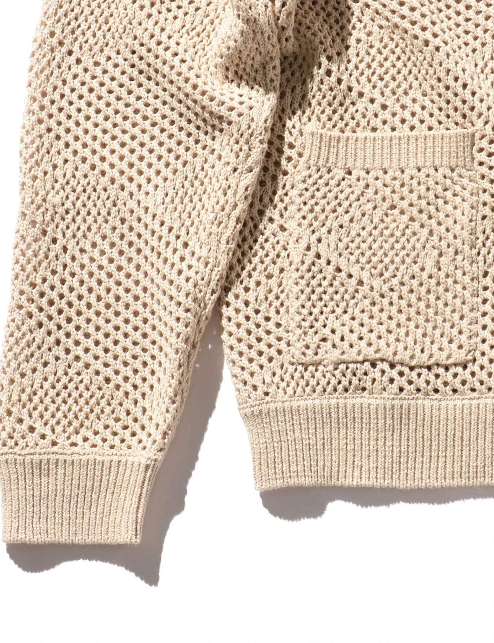 Beams Plus Argyle Mesh Cardigan - Beige