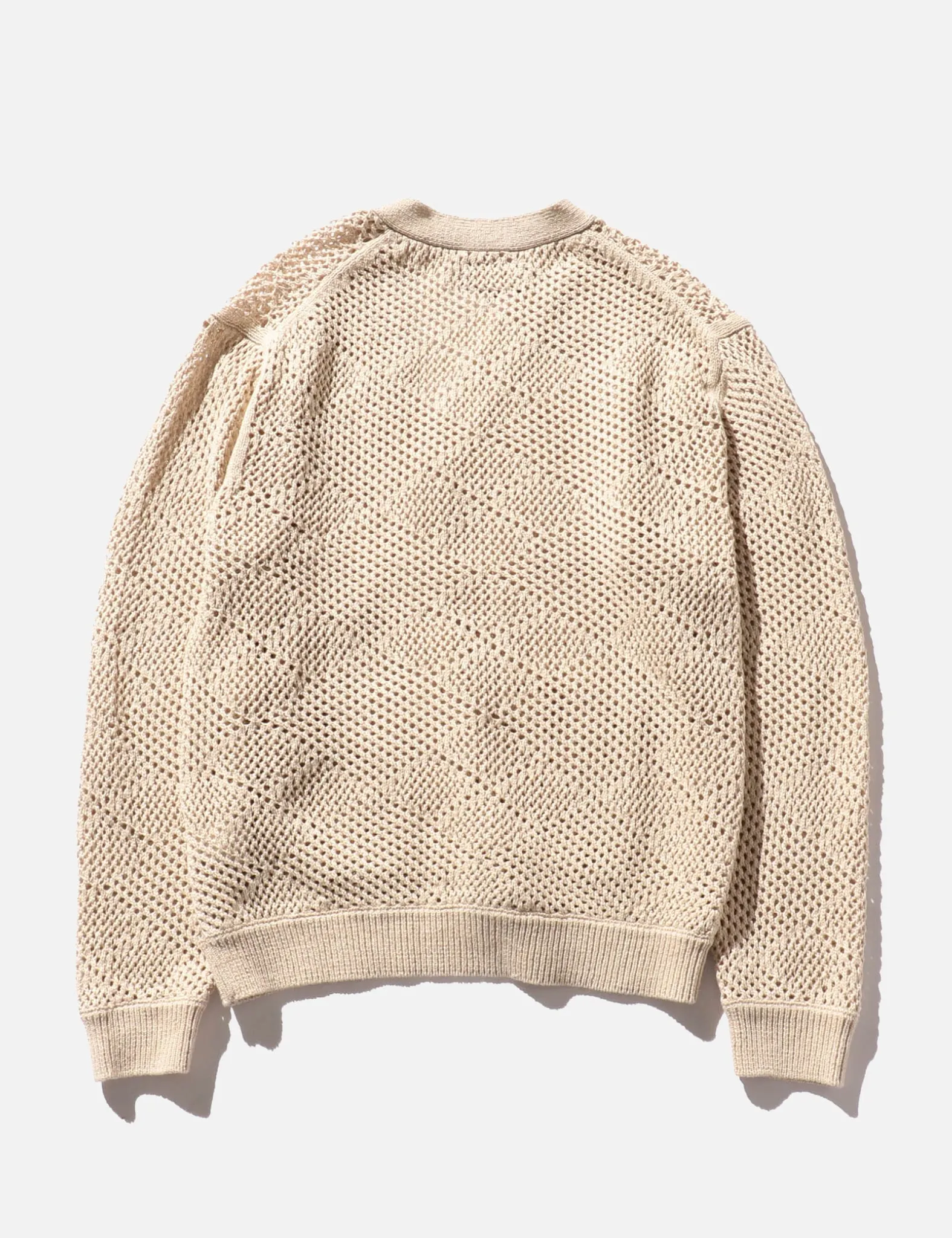 Beams Plus Argyle Mesh Cardigan - Beige