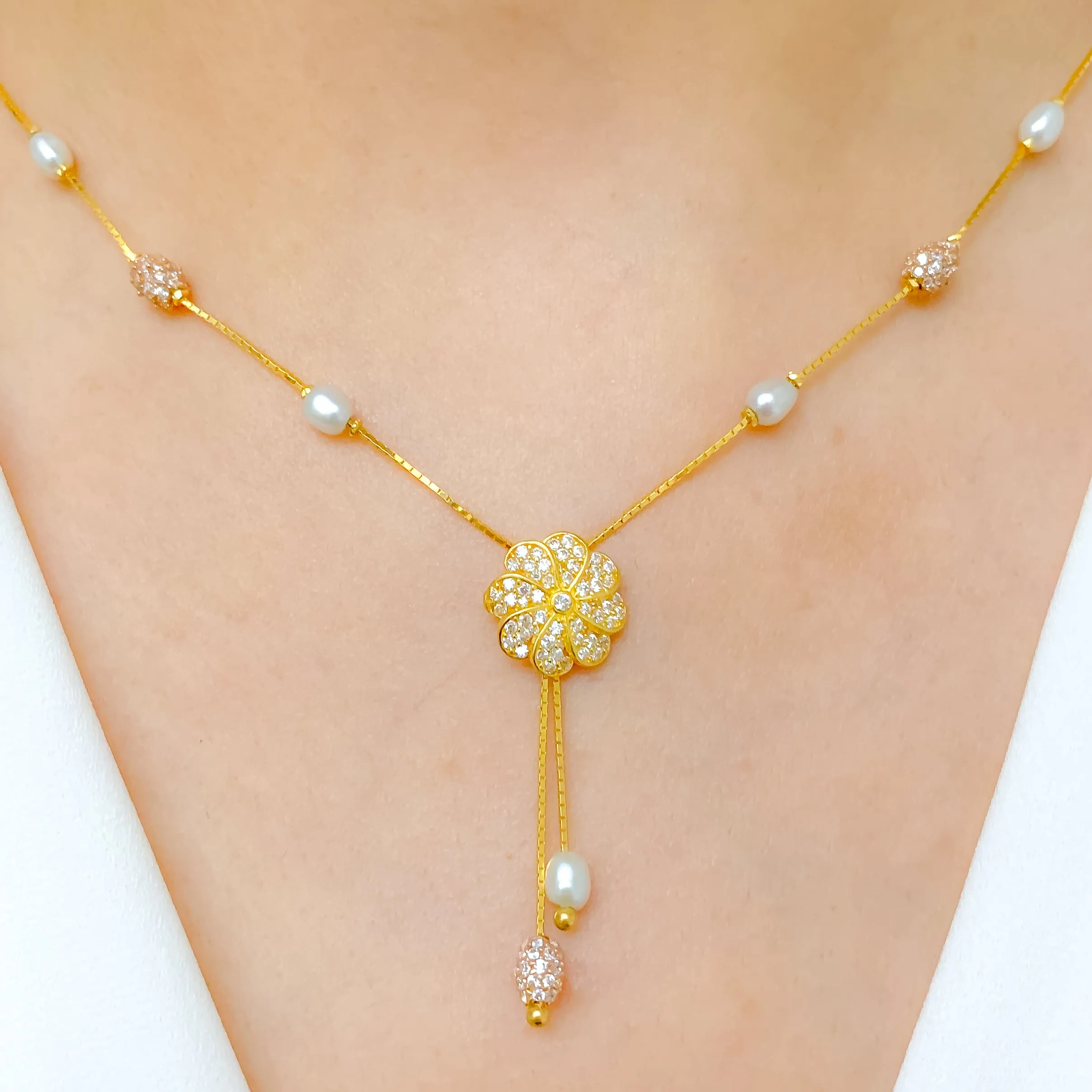 Beautiful Floral CZ Necklace