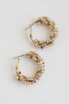 Bianca Gold Rhinestone Hoop Earrings