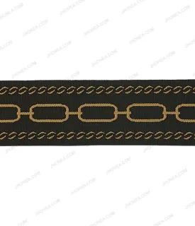 Black with Brown Classic Chain Design Soft Woven Rivil-Civil Elastic