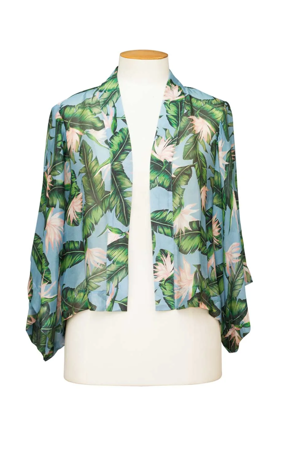 Blanc - M1019S Silk Cropped Kimono - Exclusive