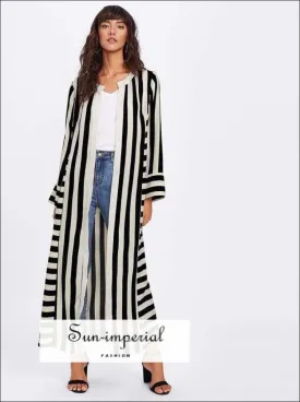 Block Stripe Slit side Kimono