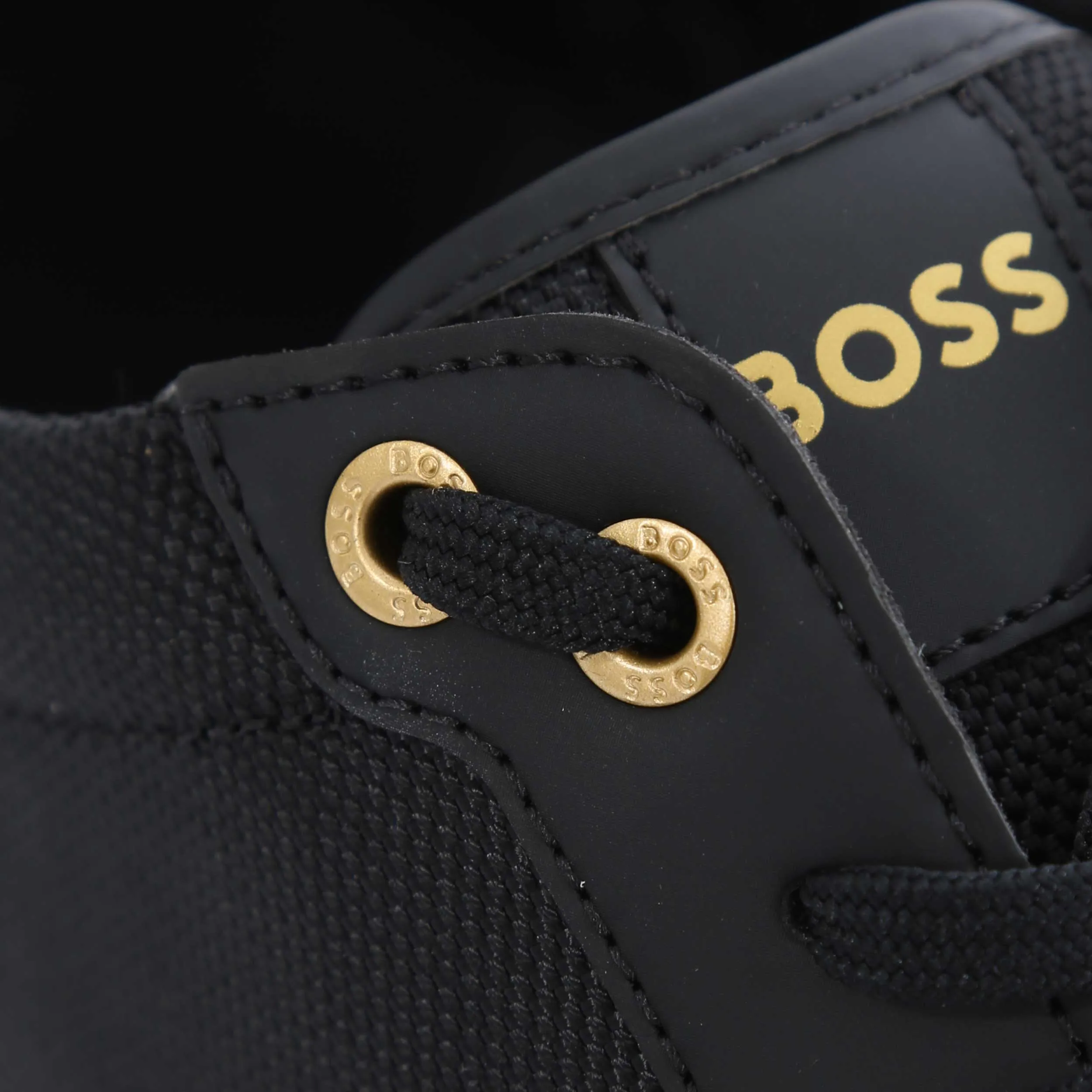 BOSS Saturn Lowp nylg Trainer in Black & Gold