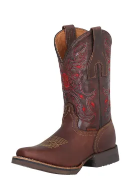 Botas Vaqueras Rodeo Clasicas de Piel Genuina para Mujer/Joven 'Buffalo & Bull' - ID: 40950