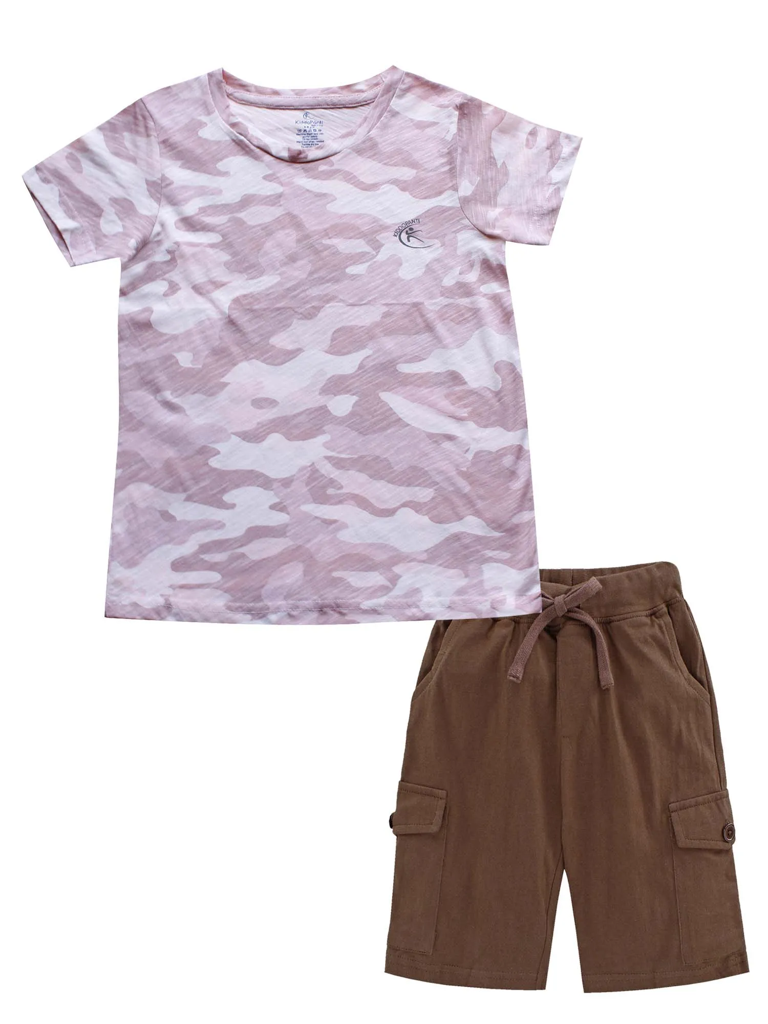 Boys Round Neck Half Sleeve Tee & Knit Cargo Short Set