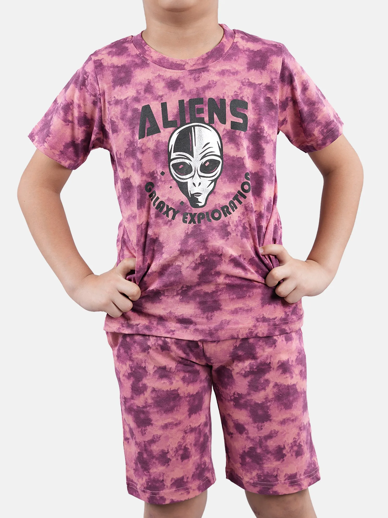 Boys Tie & Dye Print Tee & Shorts Set