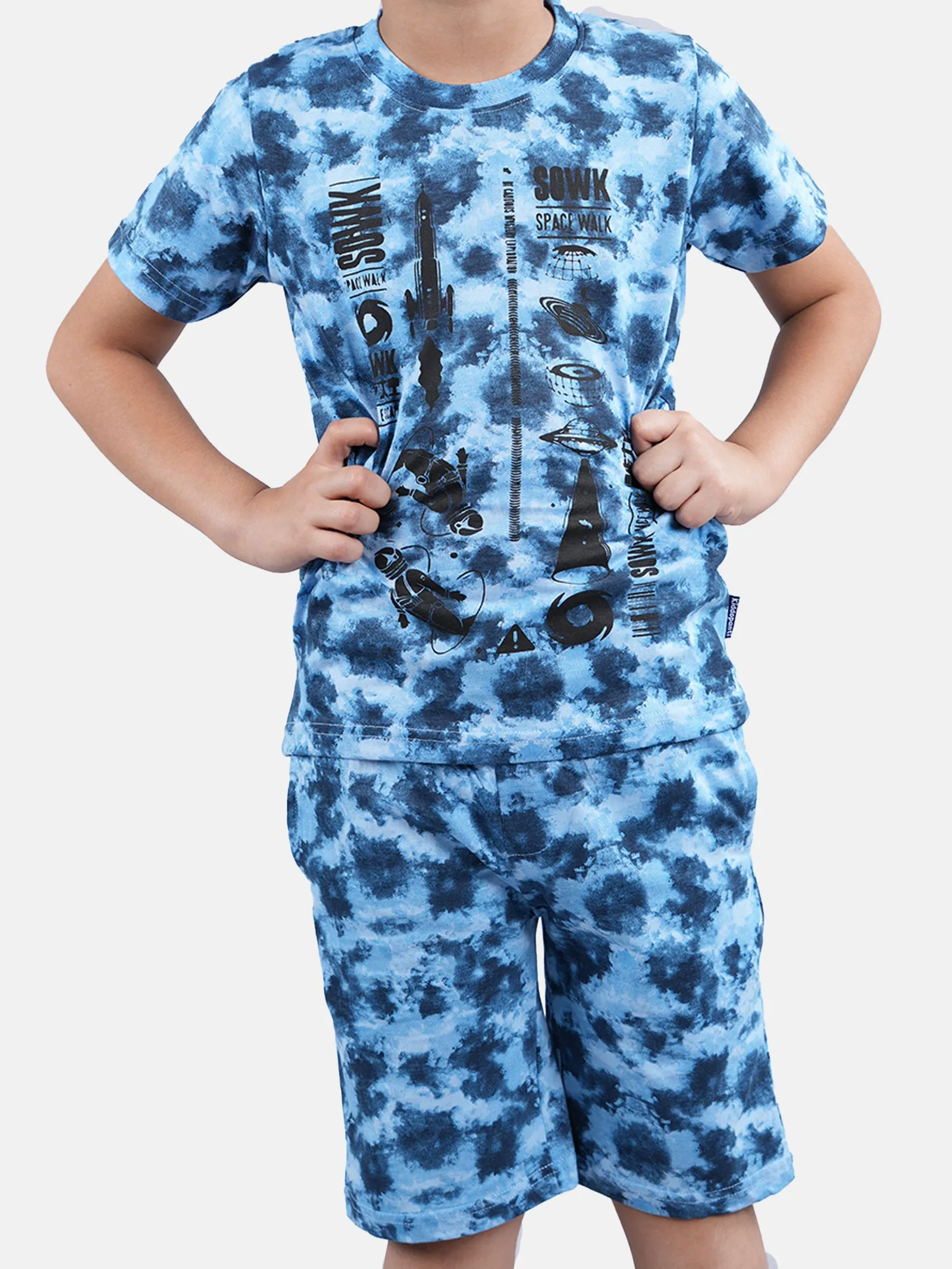 Boys Tie & Dye Print Tee & Shorts Set