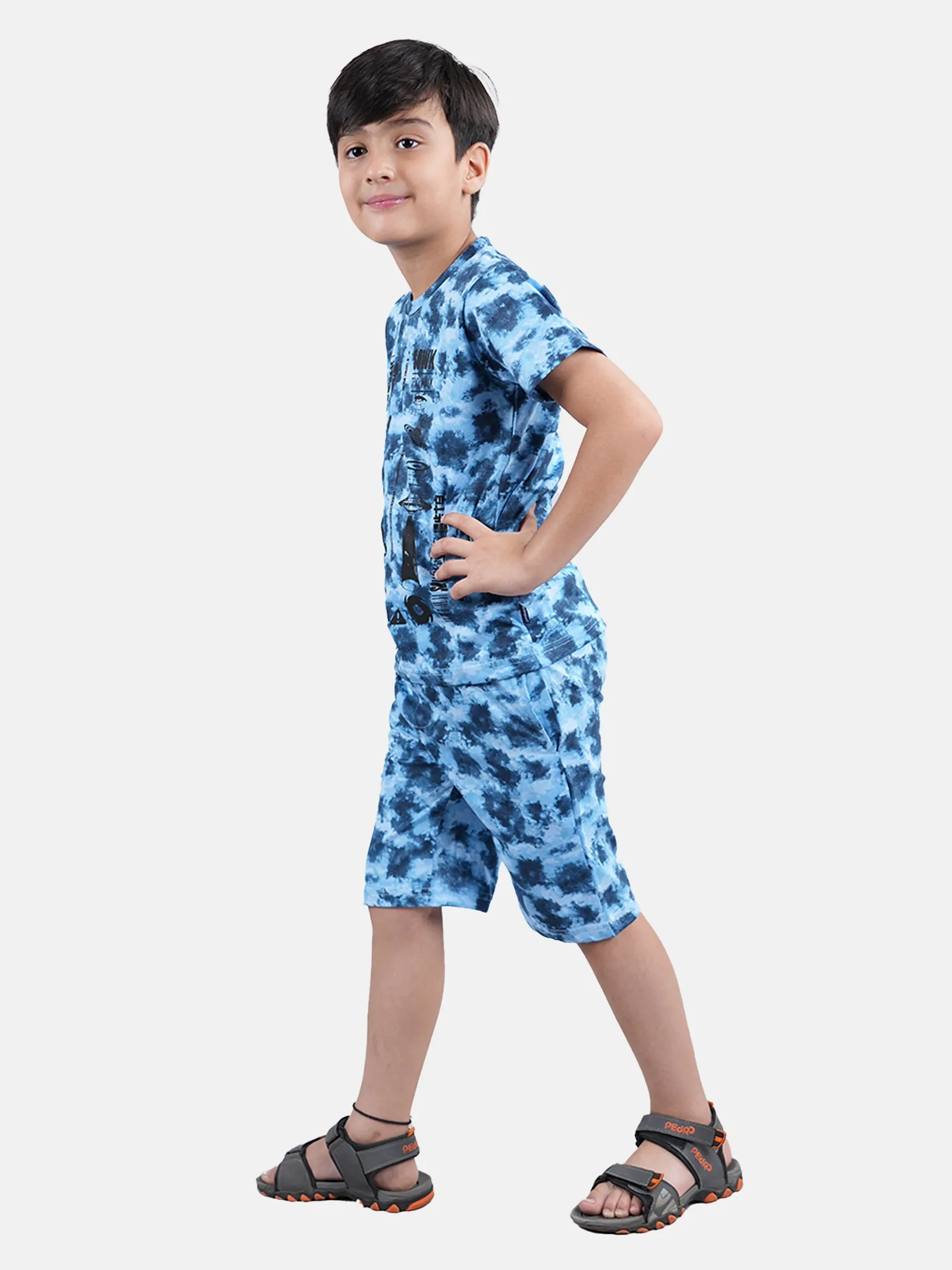 Boys Tie & Dye Print Tee & Shorts Set