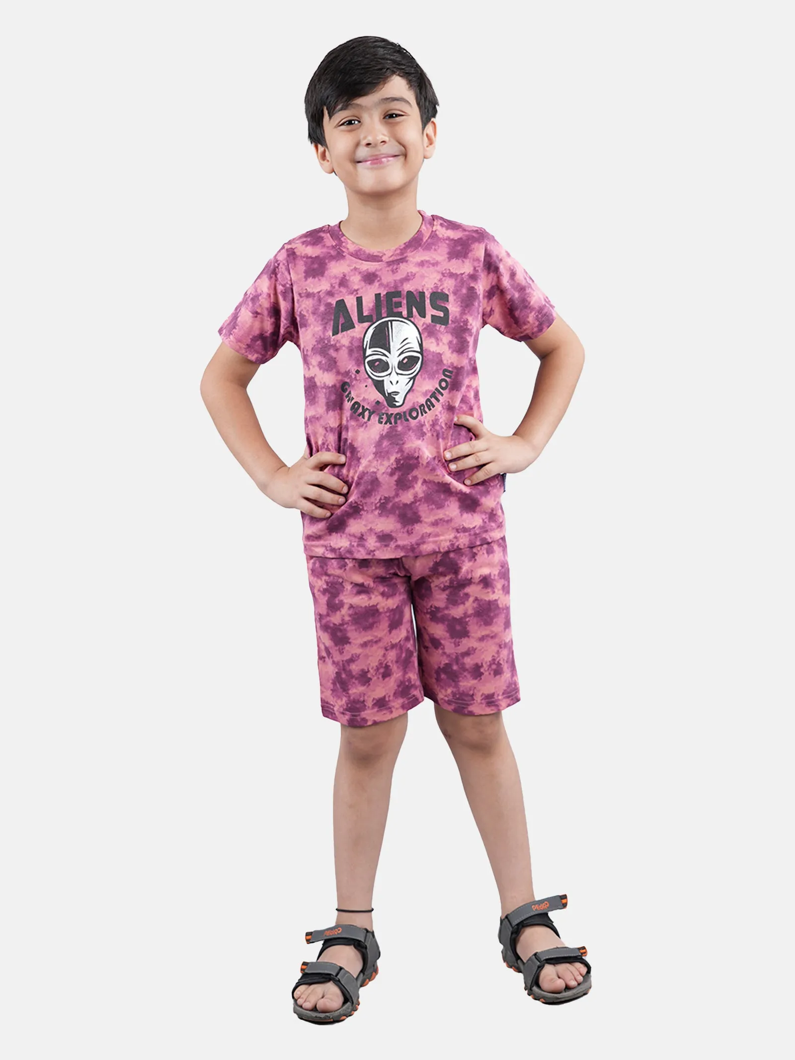 Boys Tie & Dye Print Tee & Shorts Set