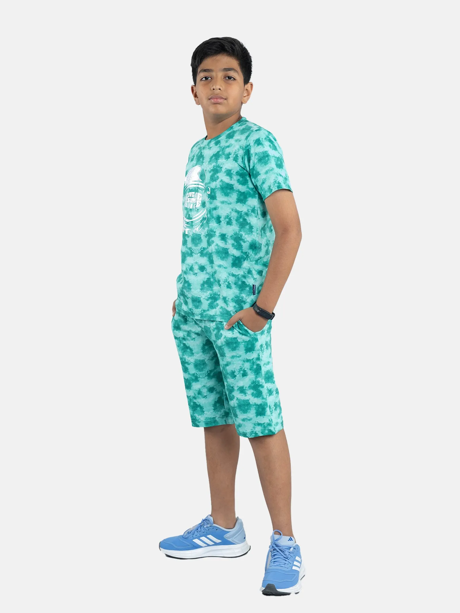 Boys Tie & Dye Print Tee & Shorts Set