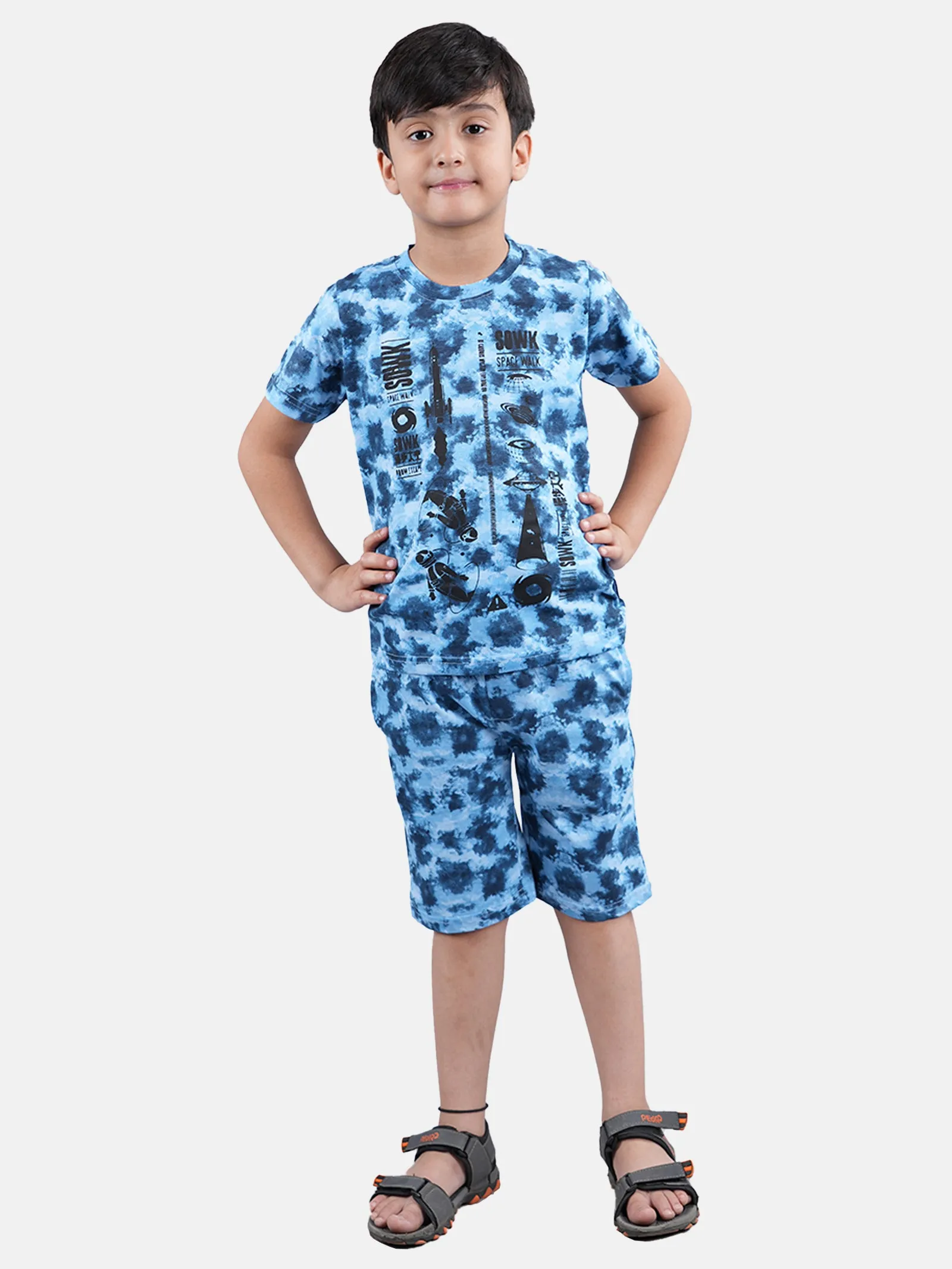 Boys Tie & Dye Print Tee & Shorts Set