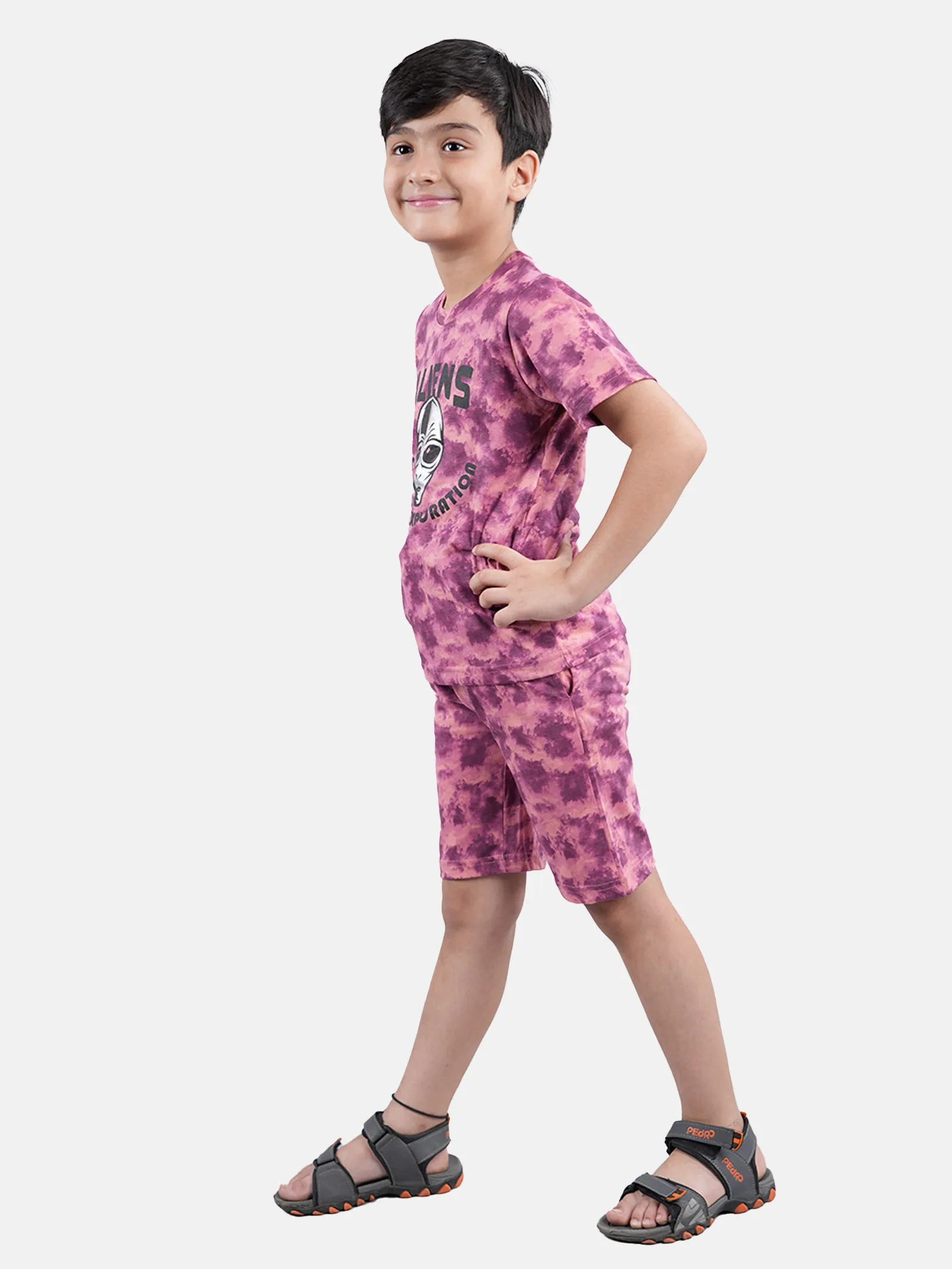 Boys Tie & Dye Print Tee & Shorts Set