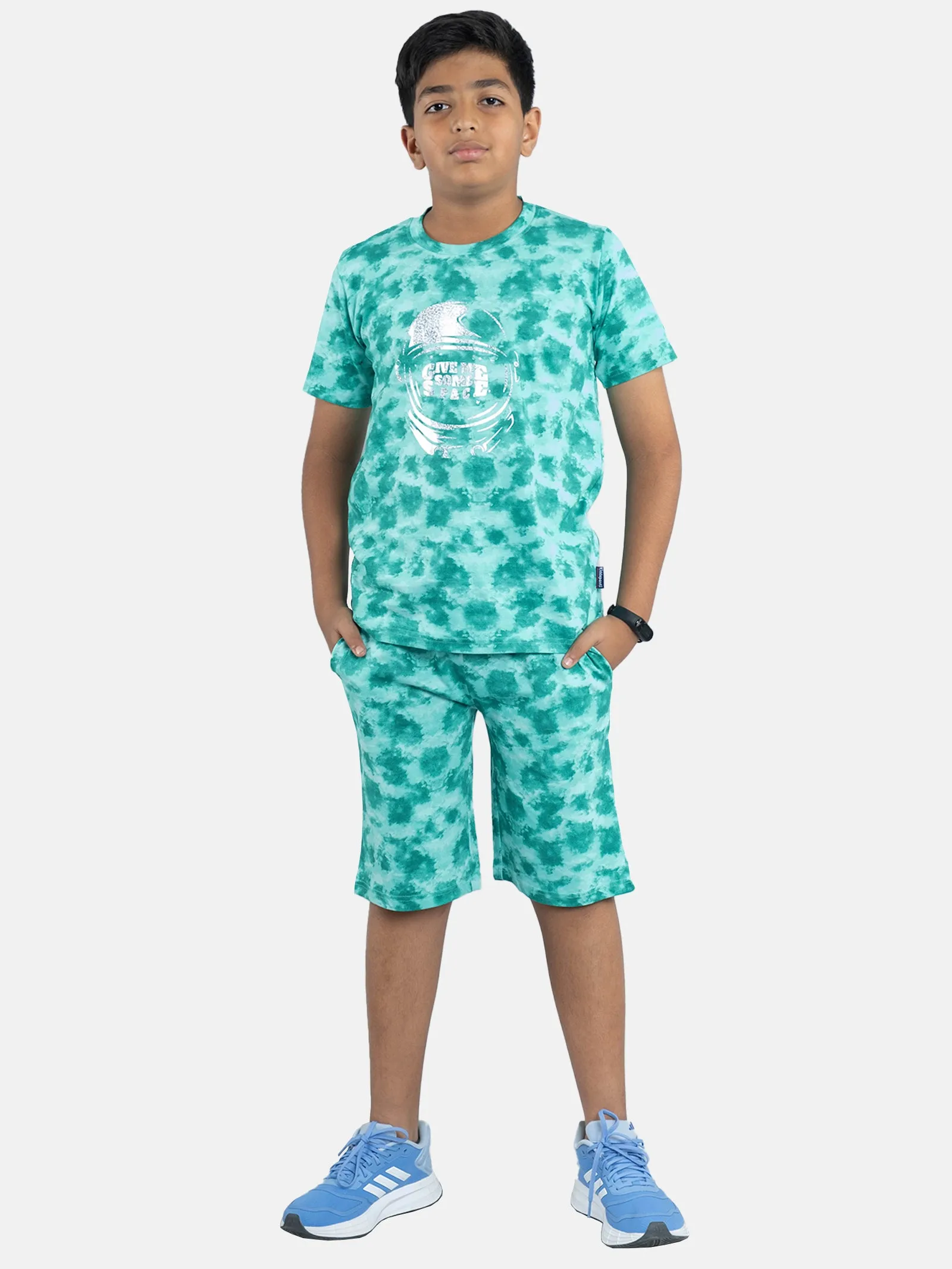 Boys Tie & Dye Print Tee & Shorts Set