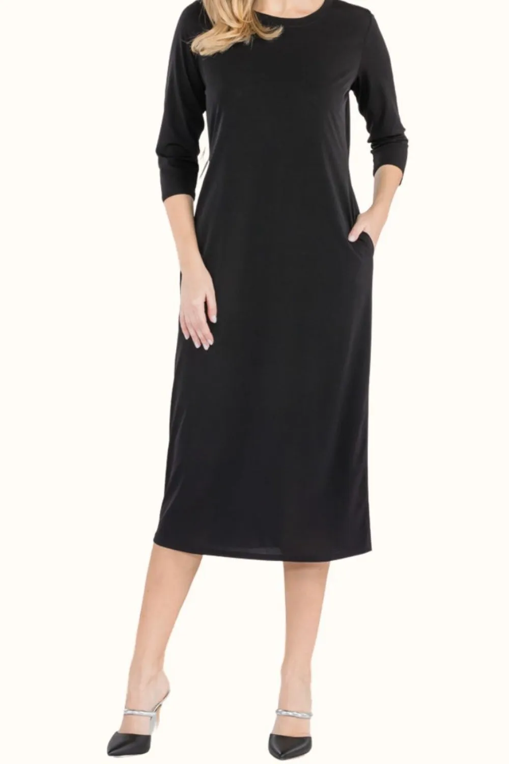 Celeste Full Size Round Neck Midi Dress