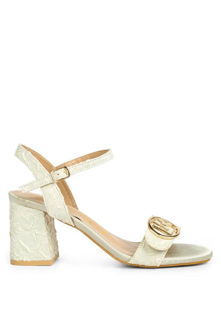 chaplet block heel pin buckle sandals