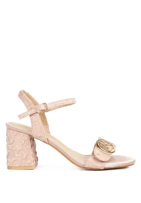 chaplet block heel pin buckle sandals