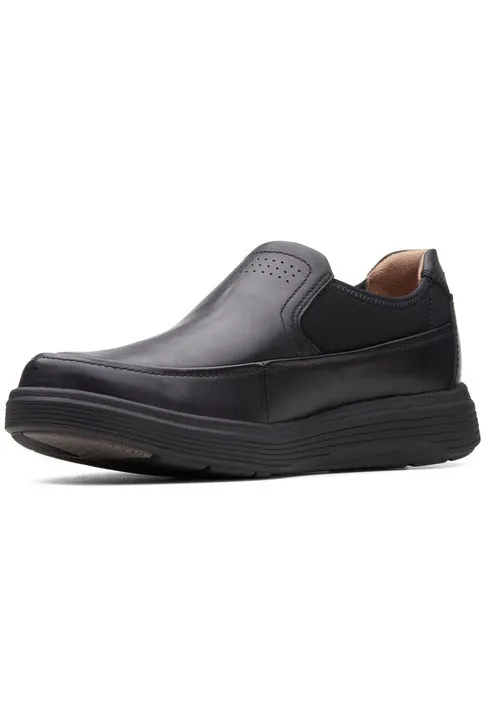 Clarks Un Abode Go in Black leather Extra Wide