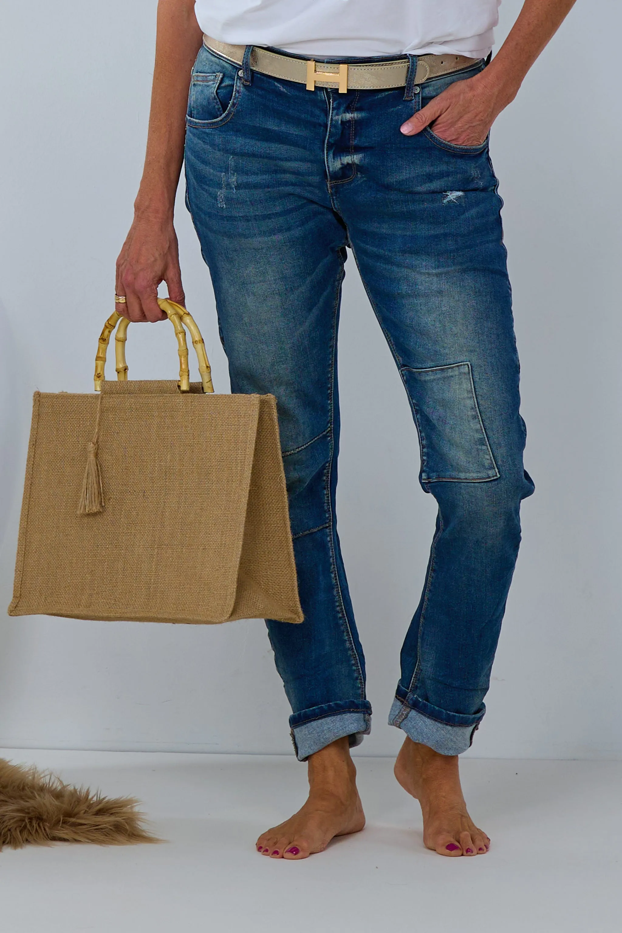 Coole Jeans mit Jeans-Patches, denim blue