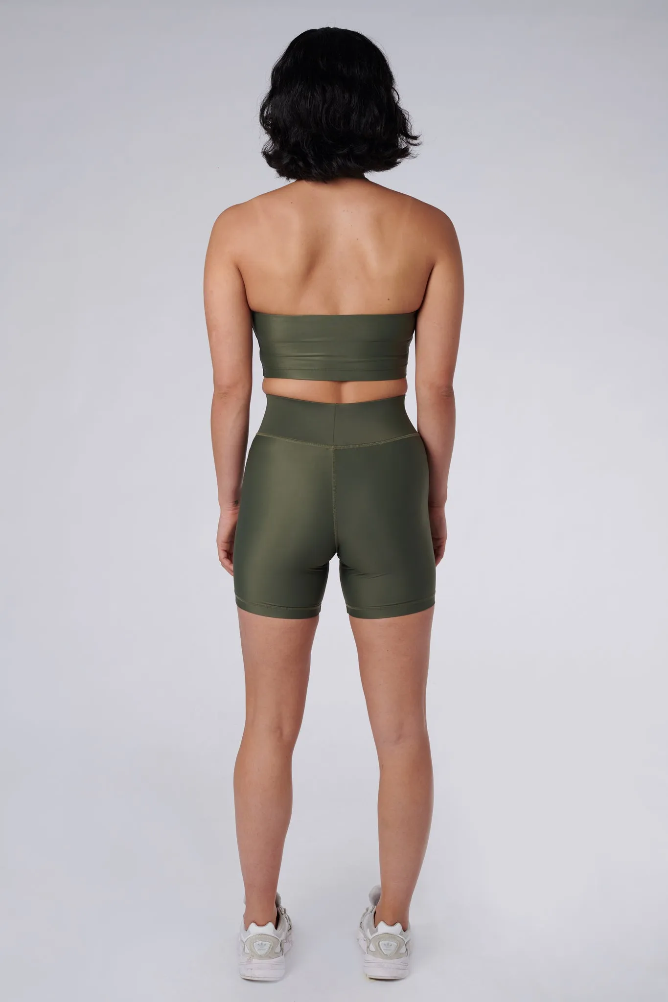 Cora High Waisted Bicycle Shorts | Recycled Nylon | Olive