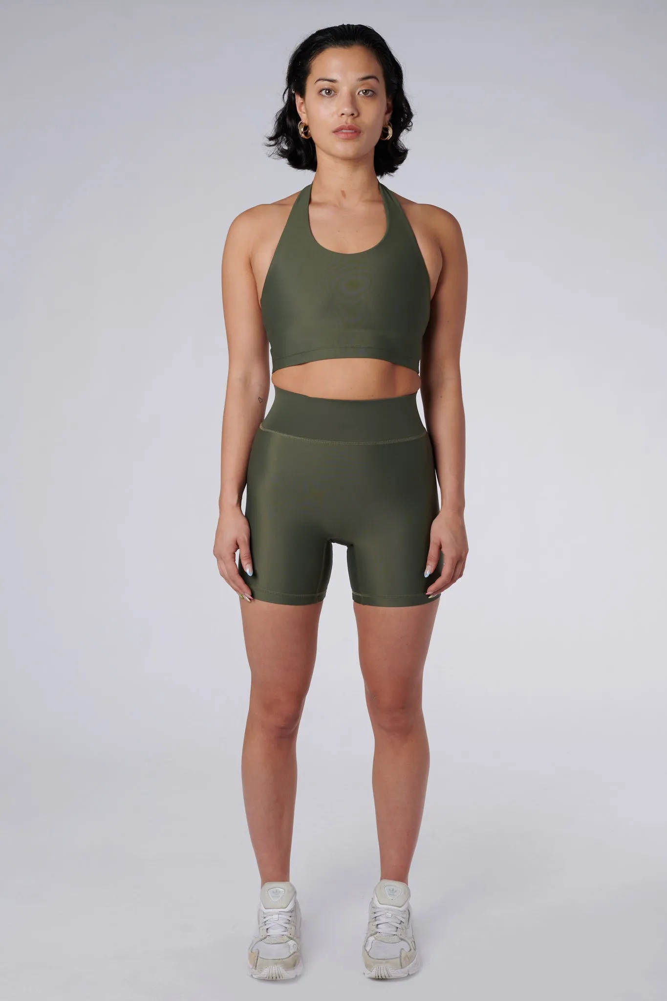 Cora High Waisted Bicycle Shorts | Recycled Nylon | Olive