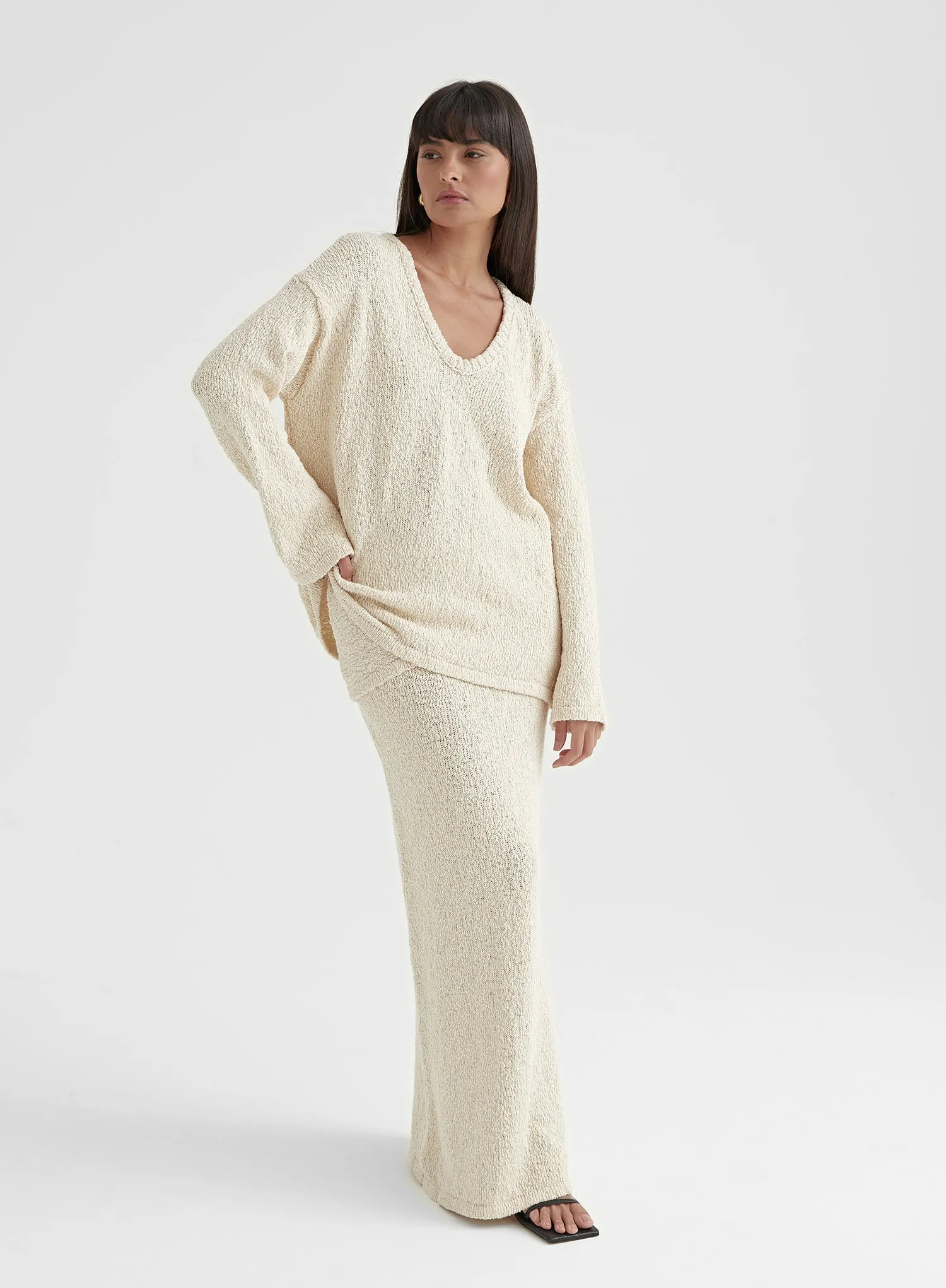 Cream Boucle Knit Jumper - Rocha