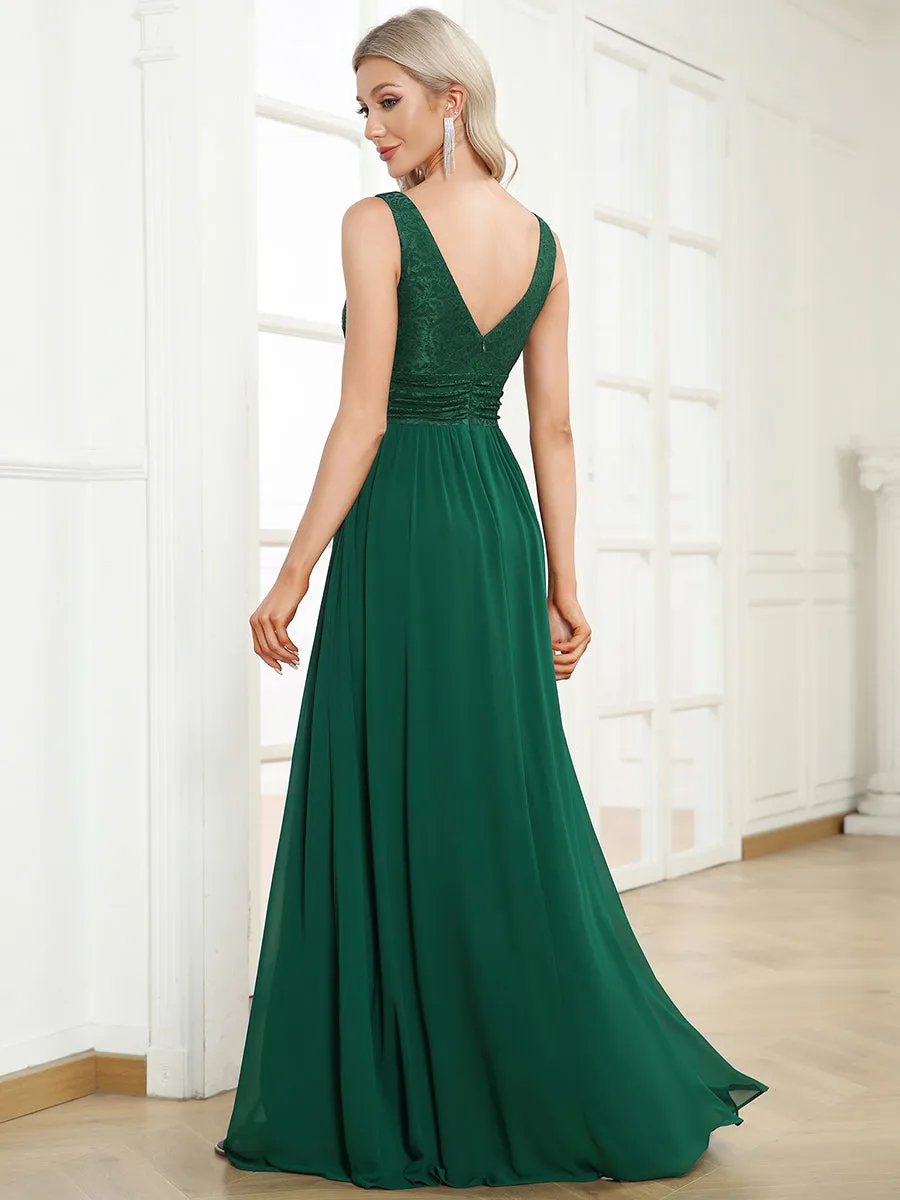 Deep V Neck A Line Sleeveless Wholesale Bridesmaid Dresses