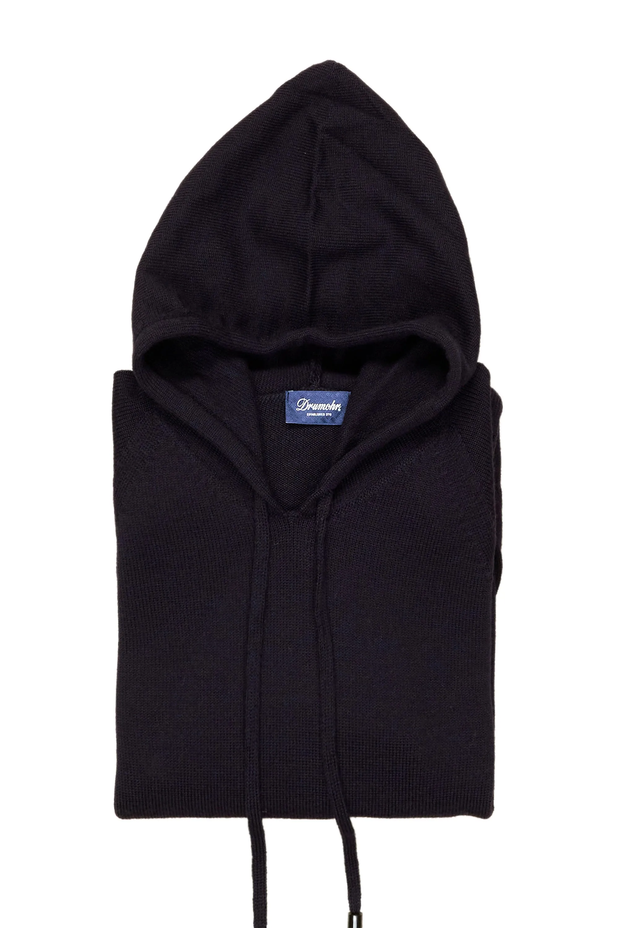 Drumohr Navy Merino Wool Hoodie