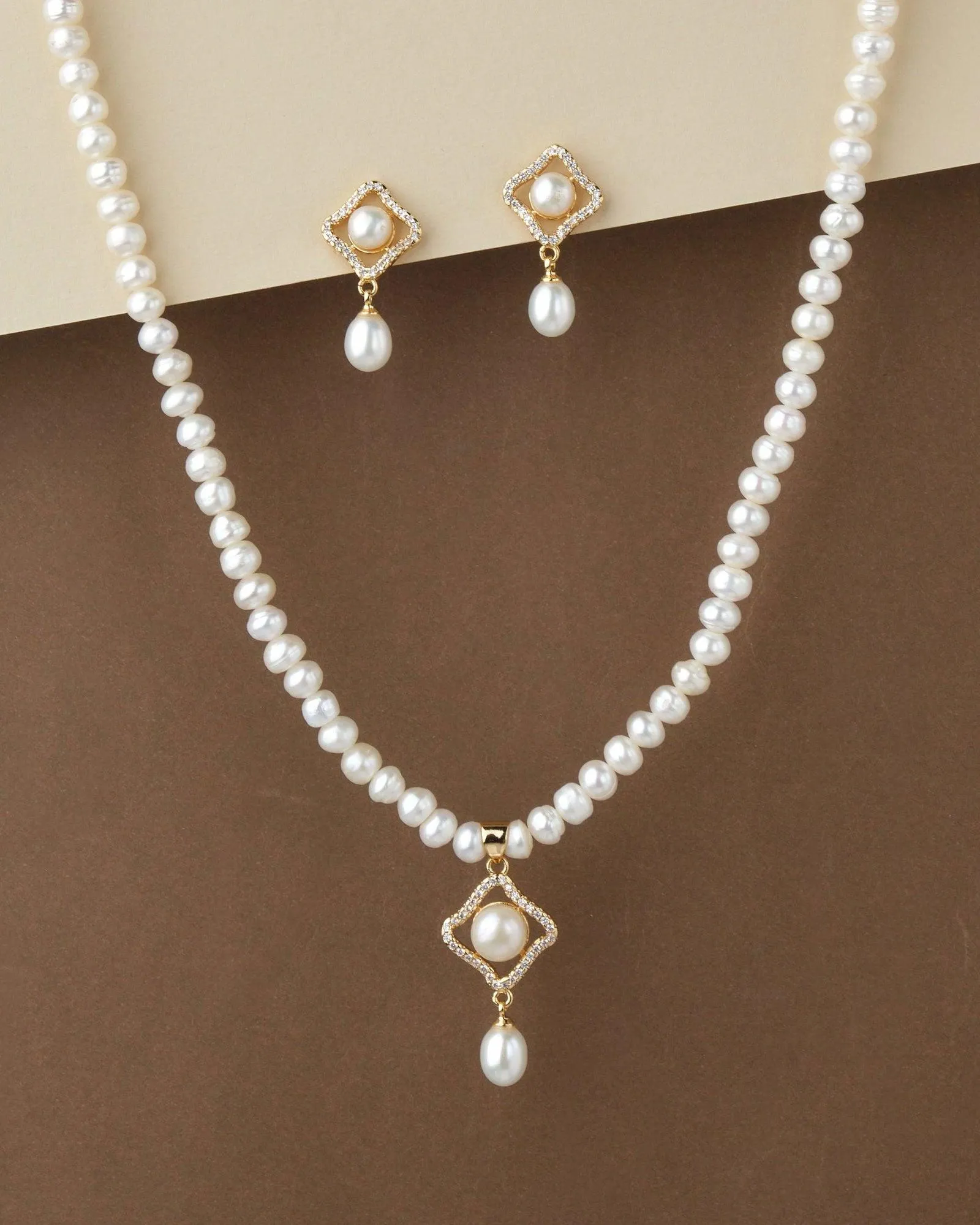 Elegant Real Pearl Necklace Set S23551