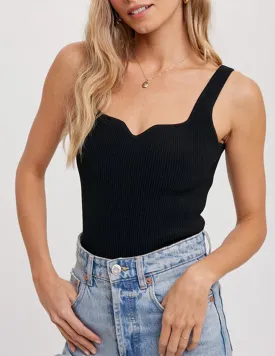 Ellie Notched Ribbed Tank Top