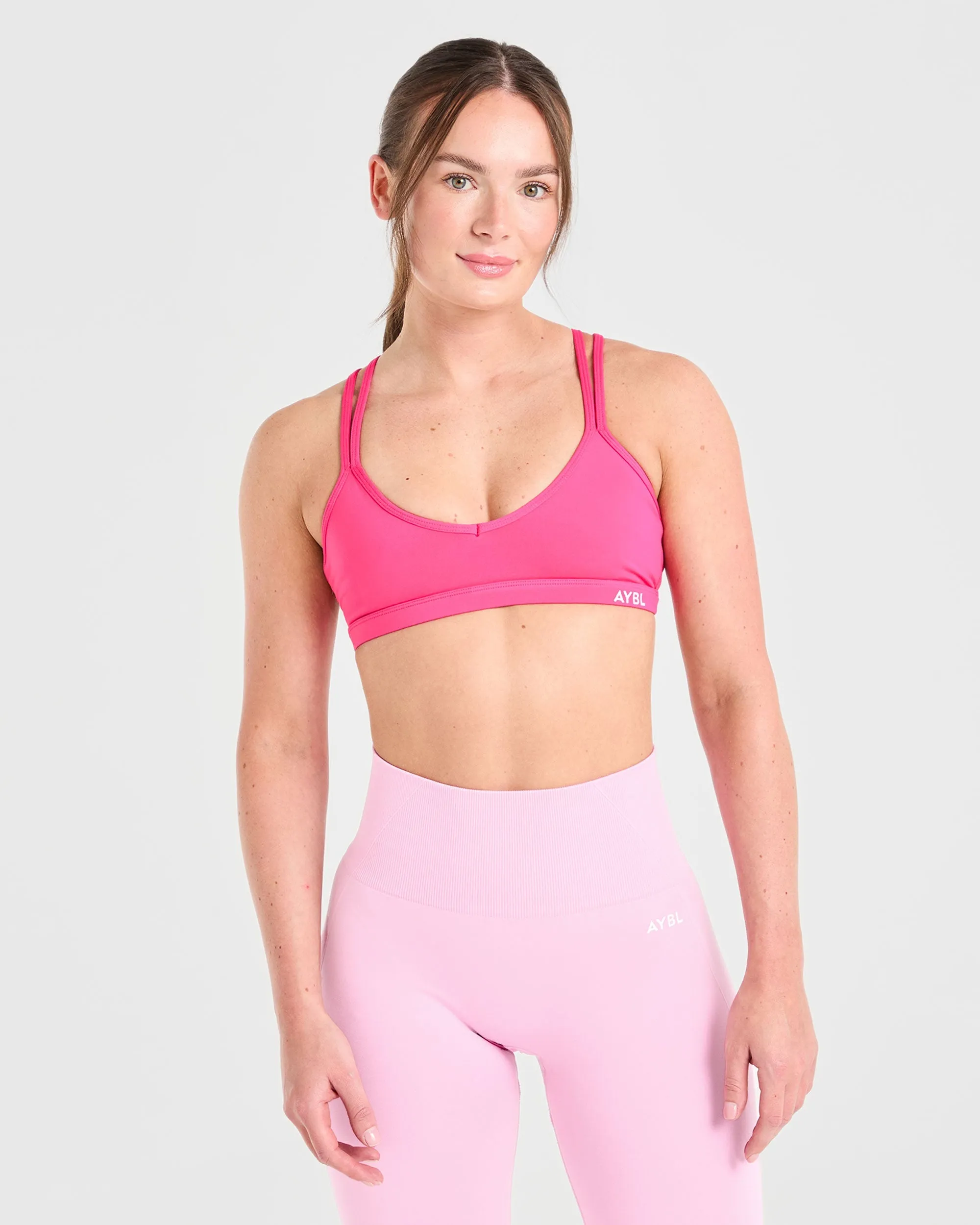 Essential Strappy Sports Bra - Hot Pink