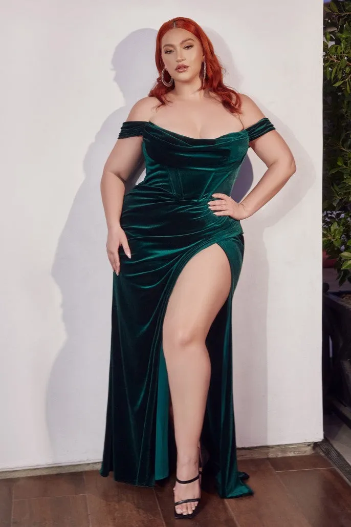 Fame | Velvet off the Shoulder Corset Gown | LaDivine CD236