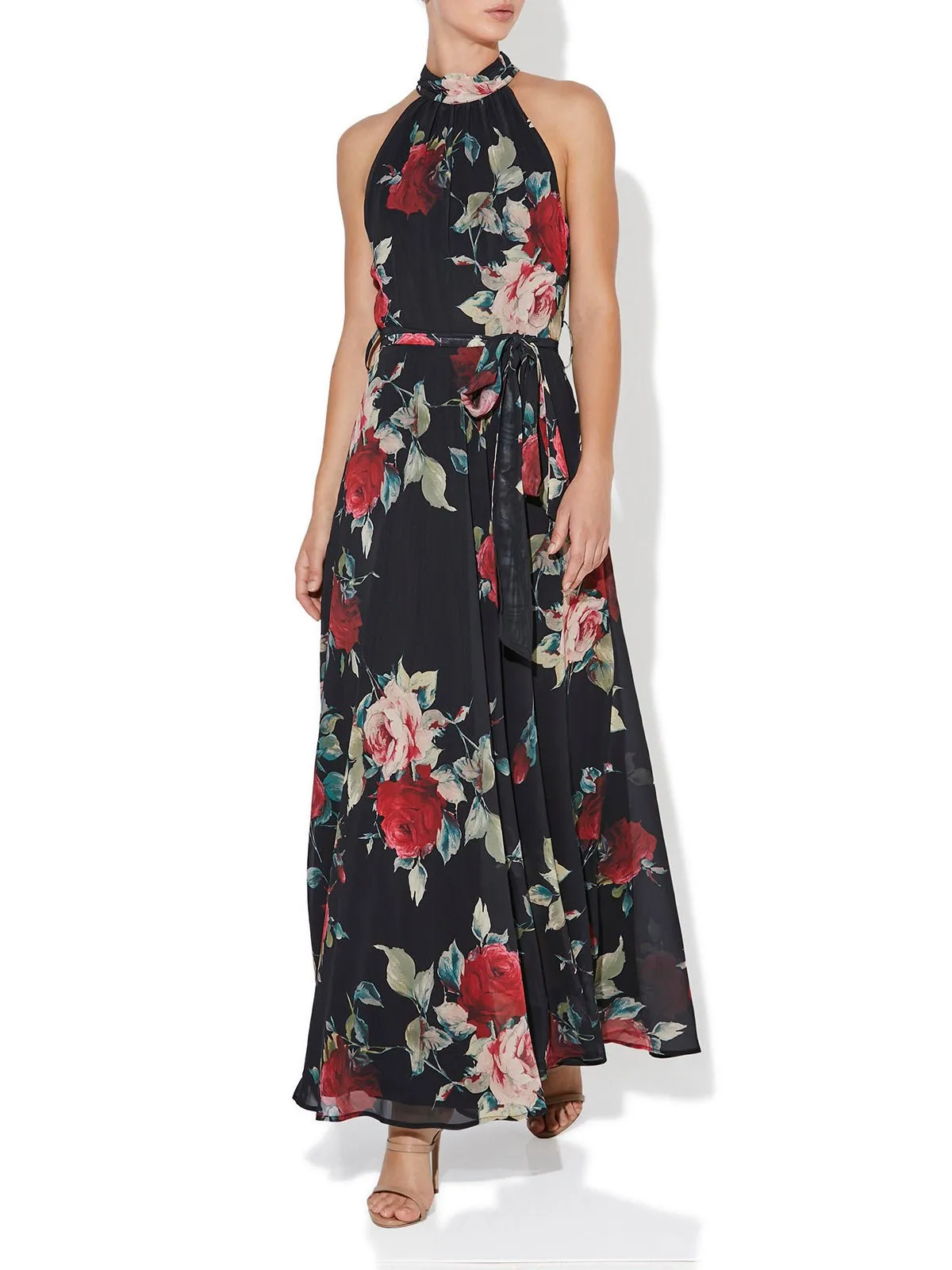 Fifi Rose Print Halter Gown