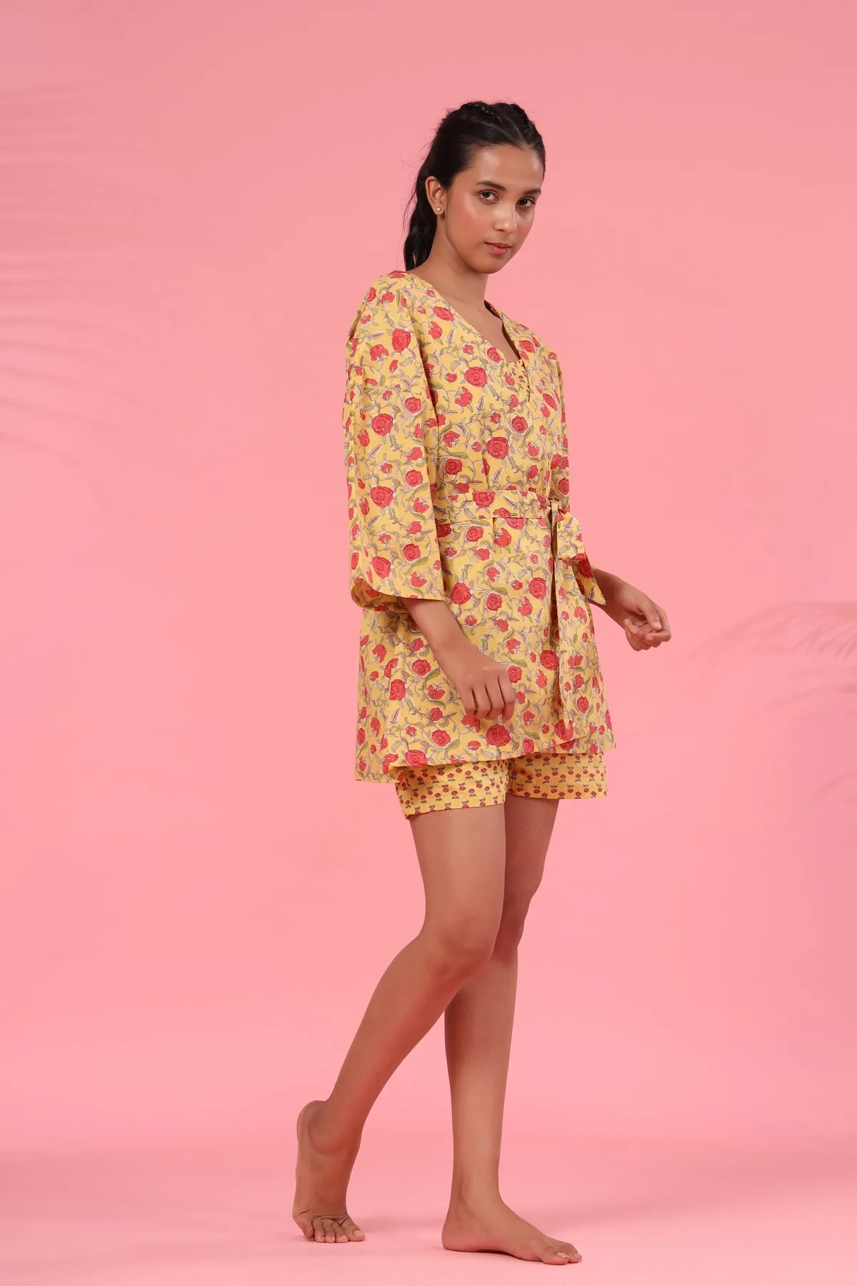 Floral Mosaic on Mustard Three Piece Set