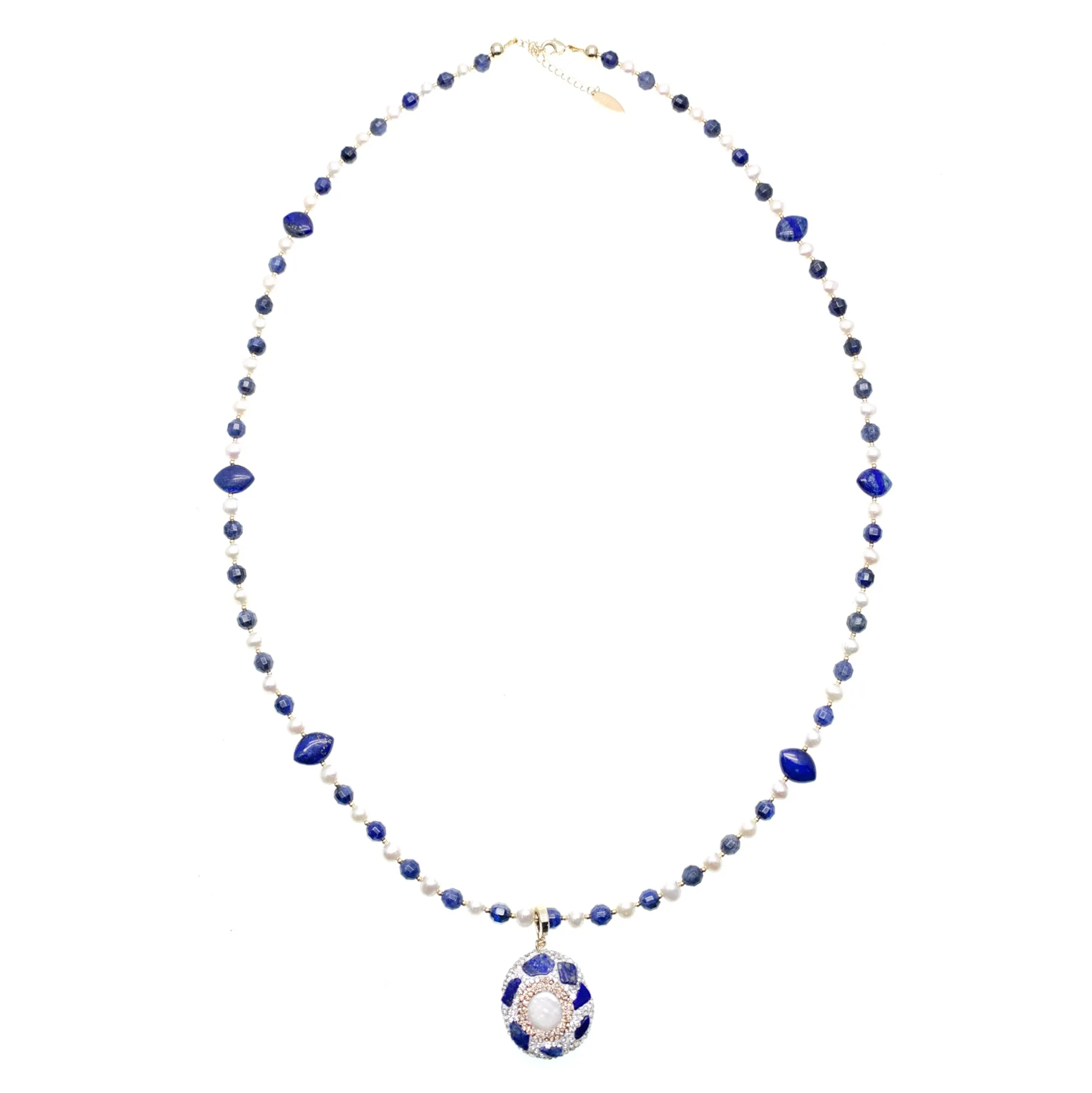 Freshwater Pearls With Lapis And Sodalite MuIti-way Necklace HN005